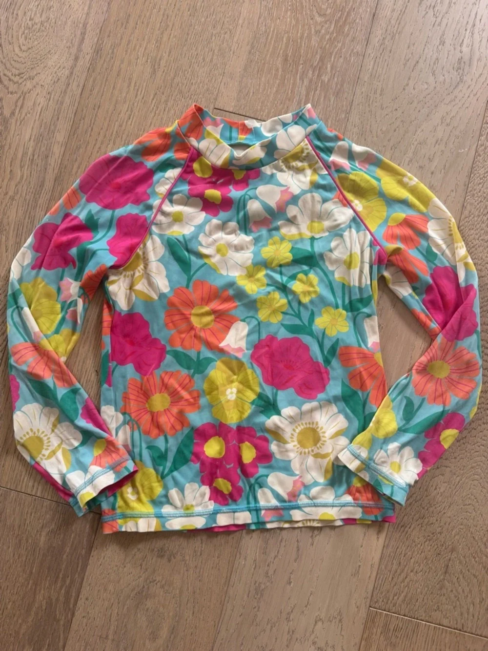 Boden Girls Floral Rash Guard Top - Bright Multi Floral Print